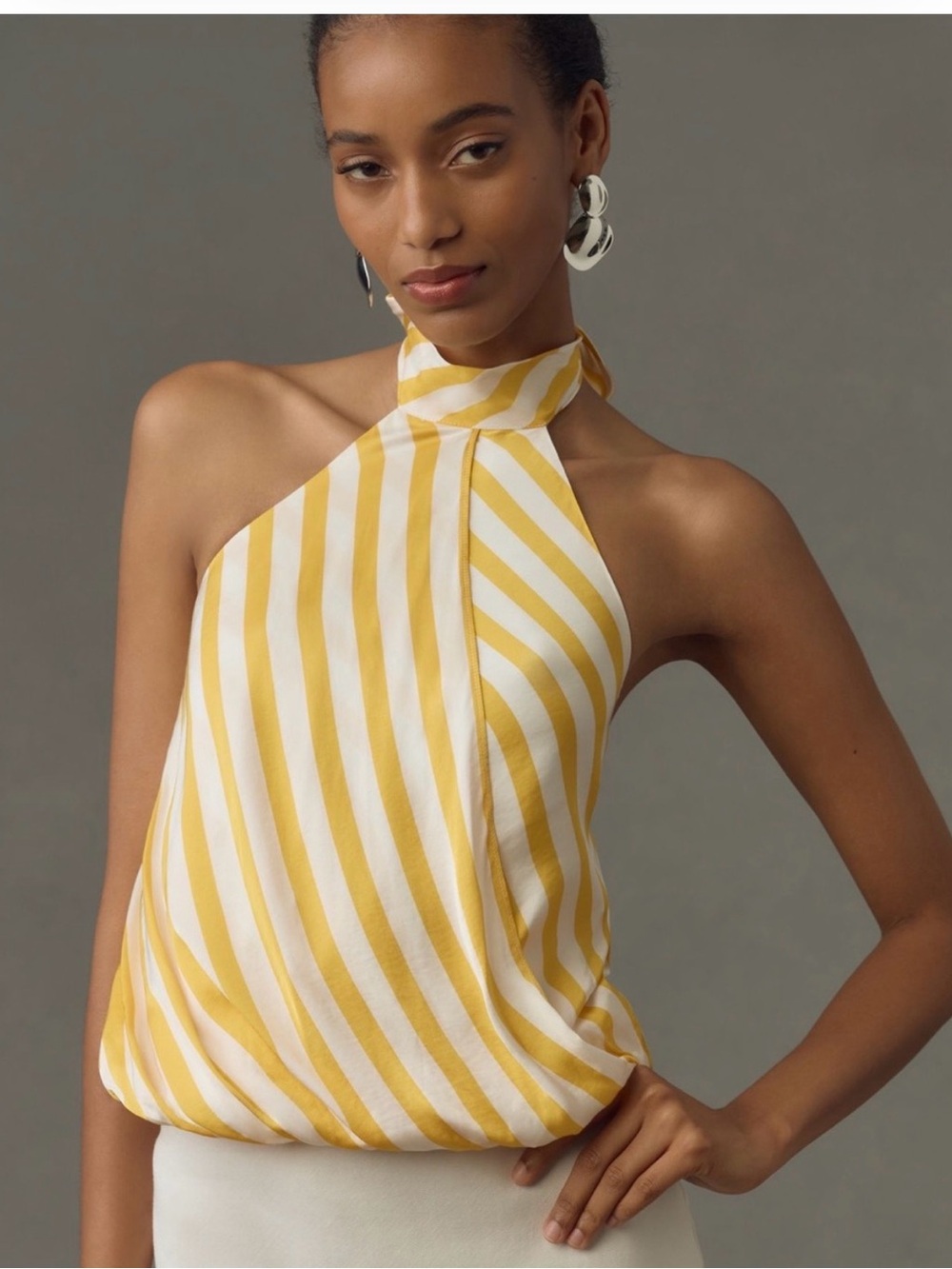 Anthropologie yellow stripe top